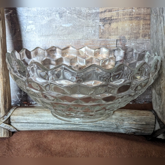 Vintage 50's Fostoria American Large Heavy Crystal Serving Bowl - Picture 9 of 10